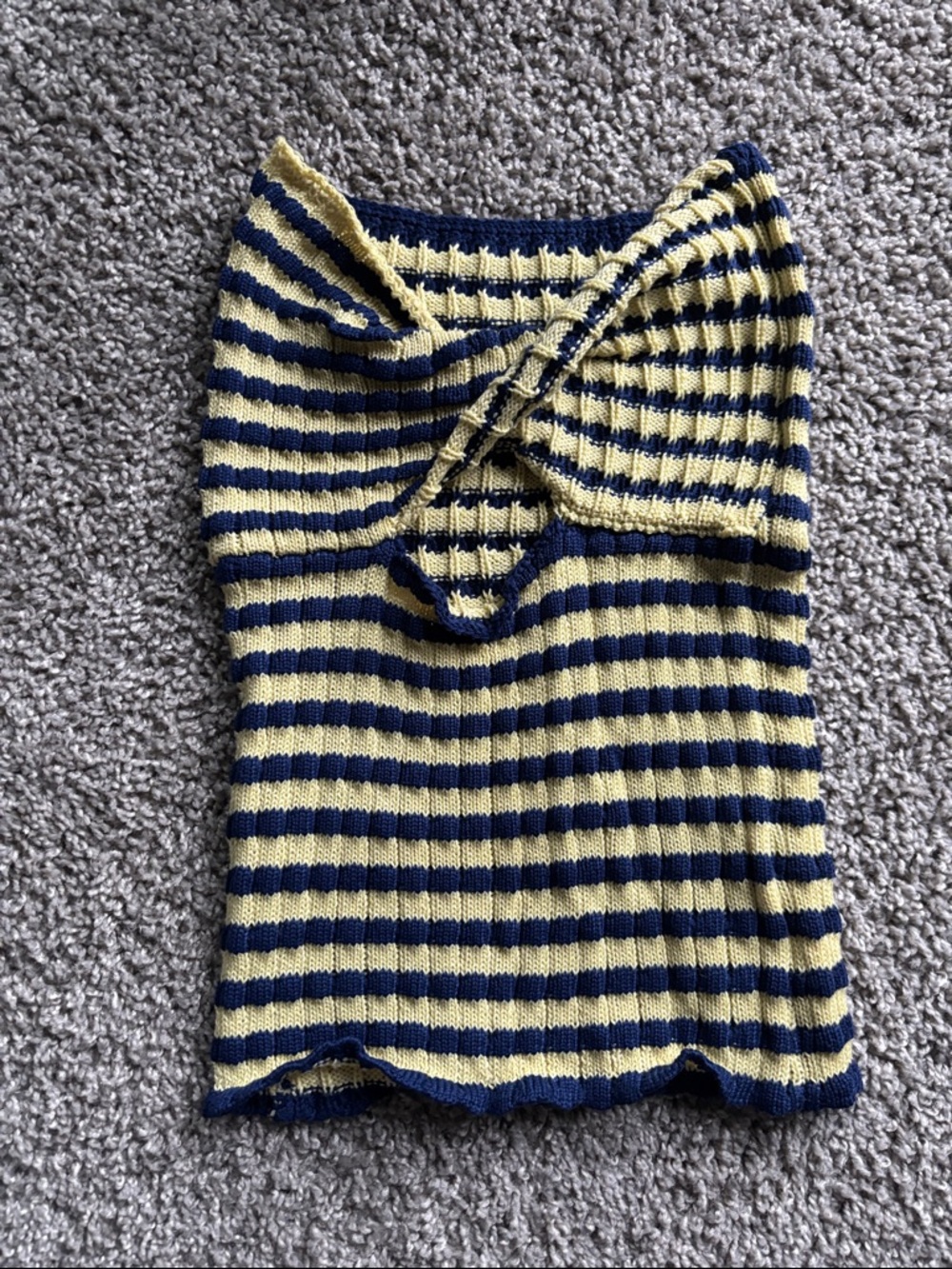 Striped Navy and Yellow Knit Tube Top